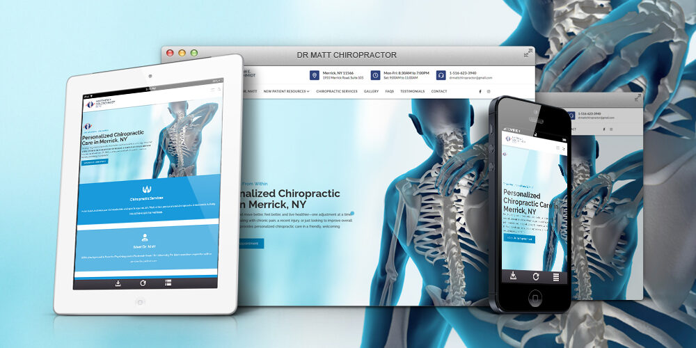 Dr. Matt Chiropractic website shown on desktop, tablet, and phone
