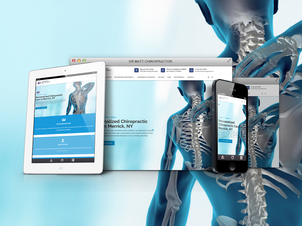 Dr. Matt Chiropractic website shown on desktop, tablet, and phone