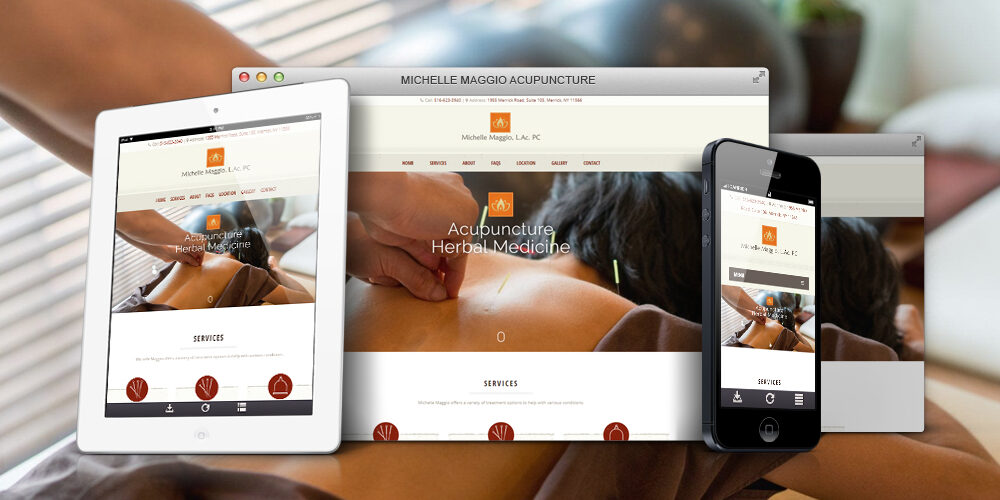 Michelle Maggio Acupuncture practice website shown on desktop, tablet, and phone
