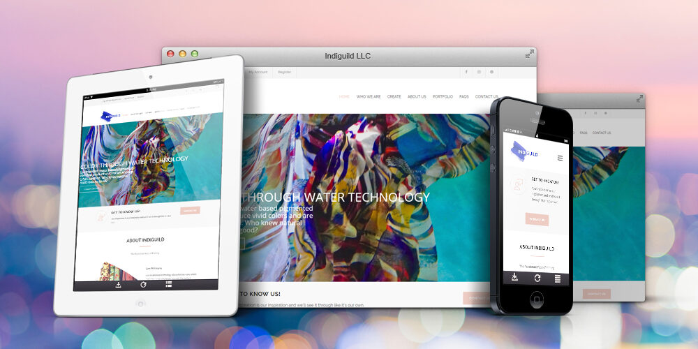 IndiGuild website shown on desktop, tablet, and phone