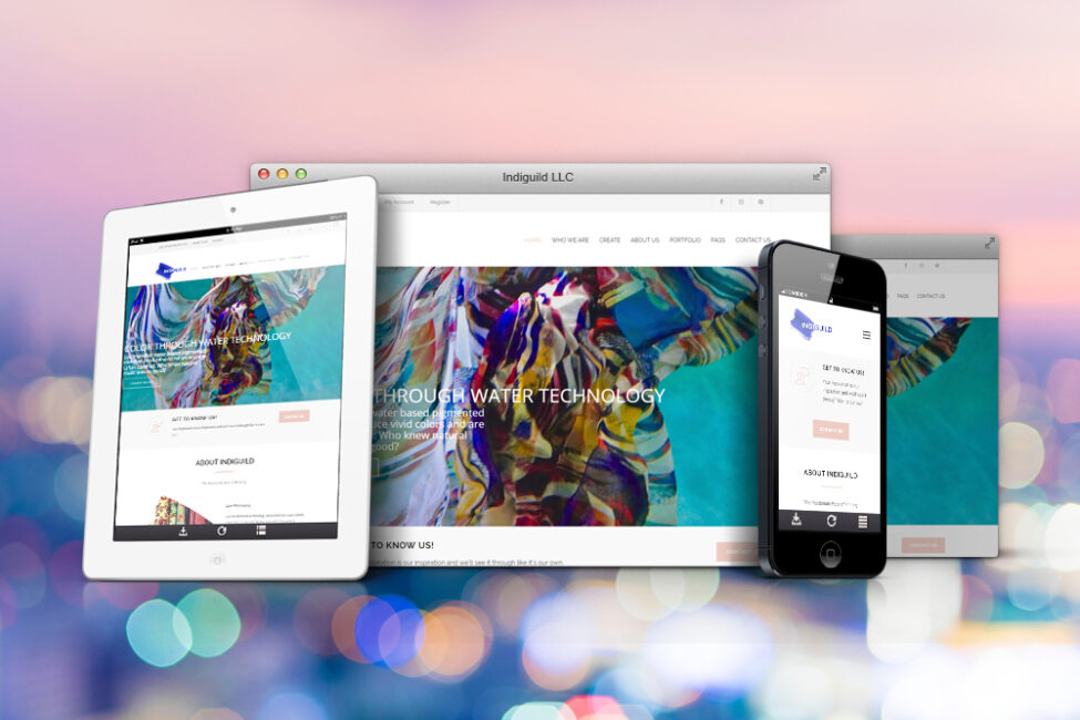 IndiGuild website shown on desktop, tablet, and phone