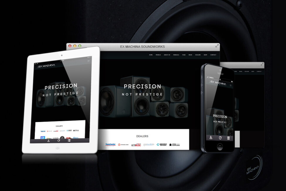 ExMachina Soundworks Website ExMachina Soundworks website shown on desktop, tablet, and phone