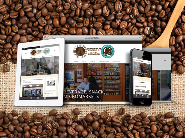 Sonoran Coffee website shown on desktop, tablet, and phone