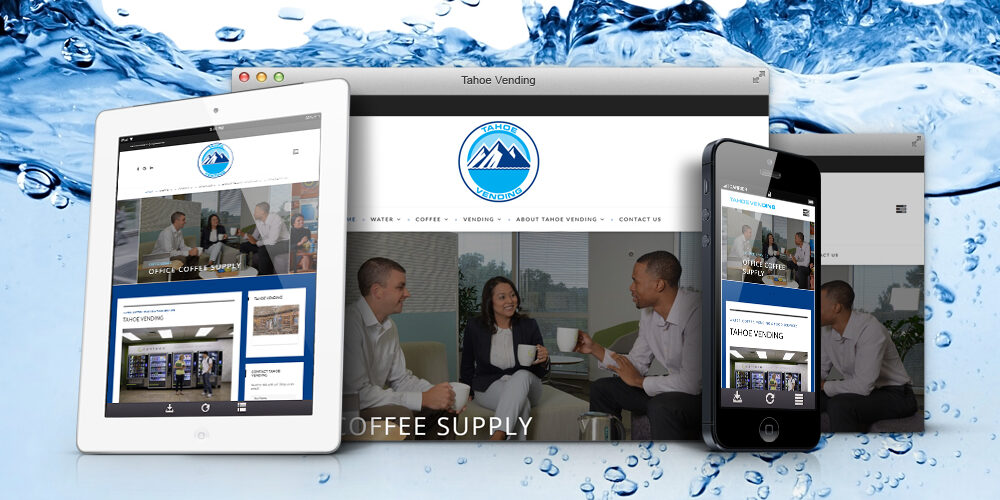 Tahoe Vending website shown on desktop, tablet, and phone