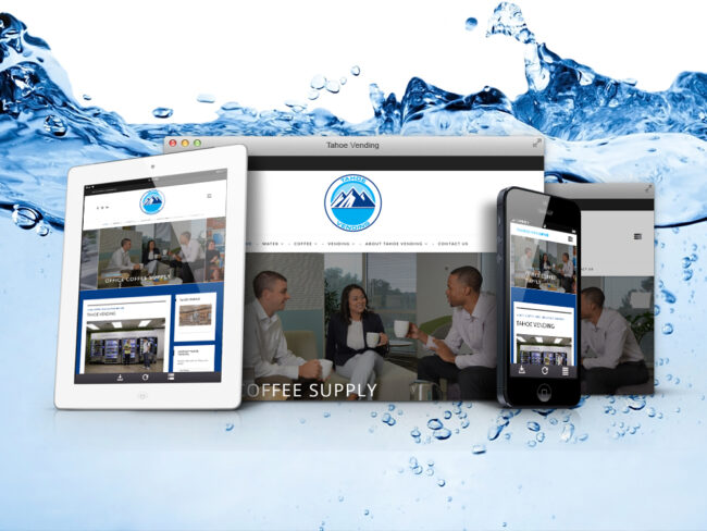 Tahoe Vending website shown on desktop, tablet, and phone