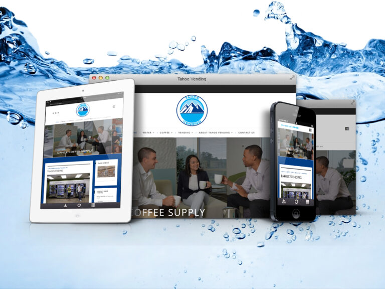 Tahoe Vending website shown on desktop, tablet, and phone