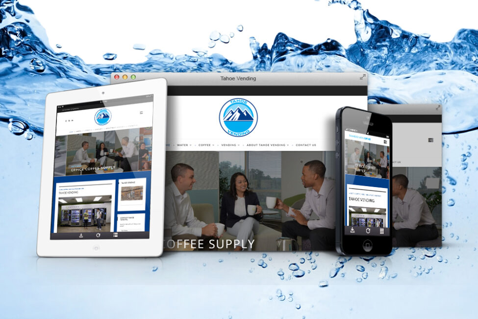 Tahoe Vending website shown on desktop, tablet, and phone