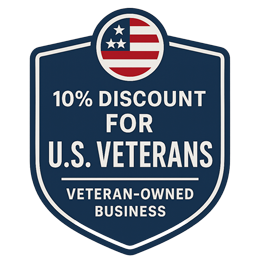 10% Discount for U.S. Veterans - Veteran Owned Business