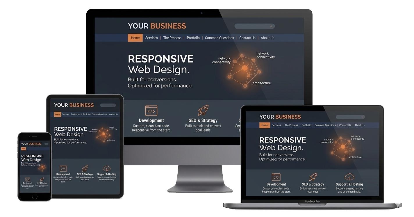 Responsive website shown across screens