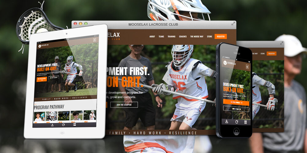 Mooselax Lacrosse Club website shown on desktop