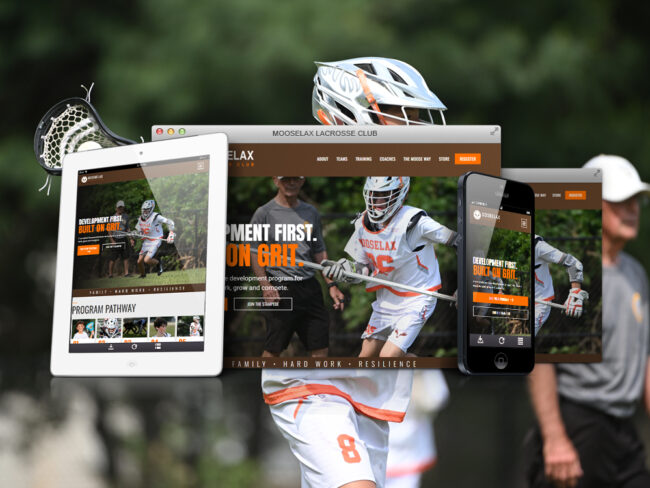 Mooselax Lacrosse Club website shown on desktop