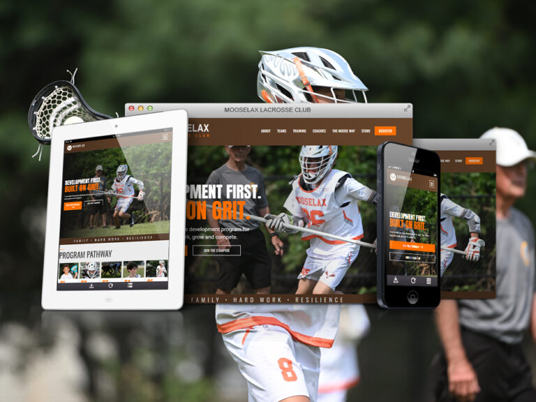 Mooselax Lacrosse Club website shown on desktop