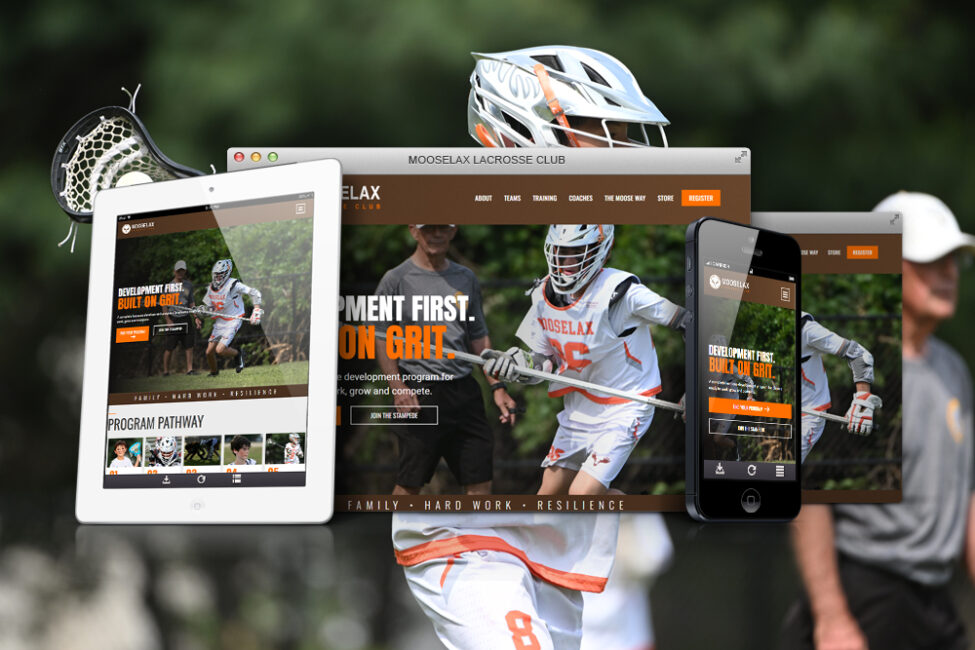 Mooselax Lacrosse Club website shown on desktop